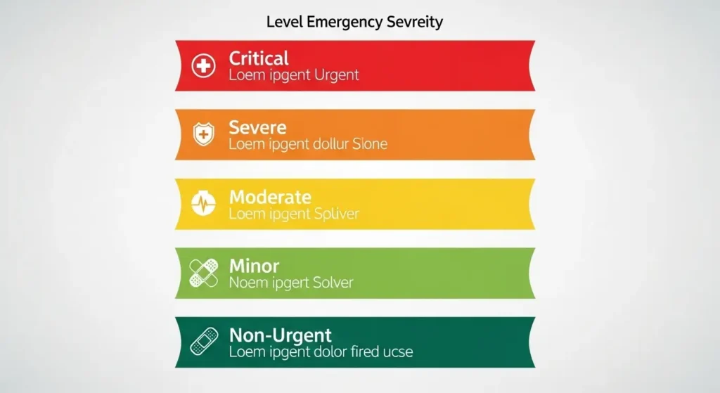 Chart showing five levels of emergency room severity and corresponding costs