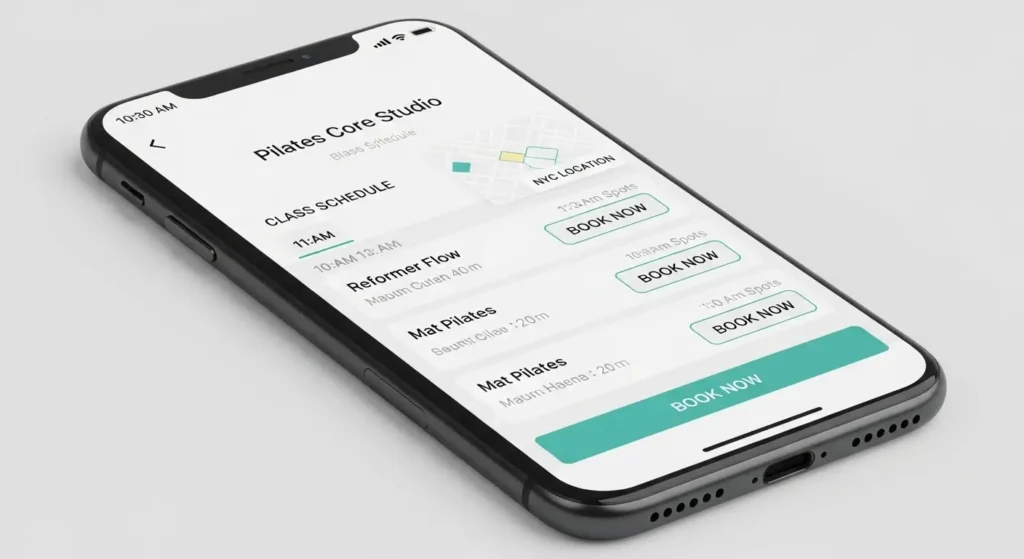 Club Pilates mobile app for booking NYC classes and managing membership