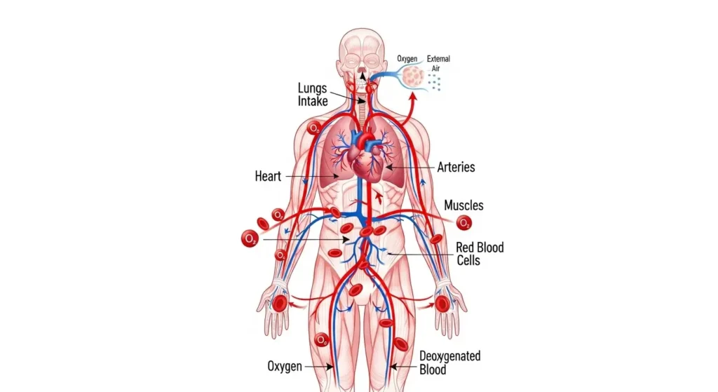 Diagram explaining VO2 Max oxygen consumption in the body