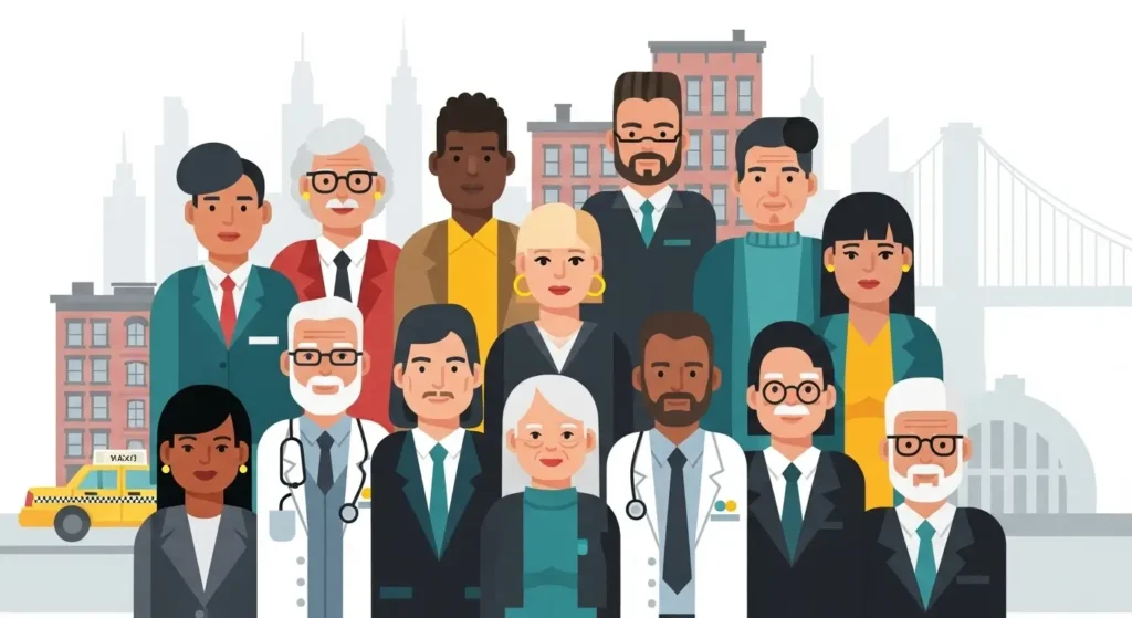 Diverse New York residents representing patient rights and healthcare access