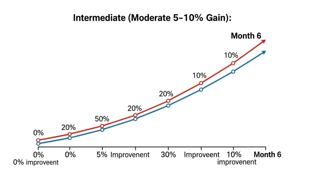 Expected VO2 Max improvement rates by fitness level over 6 months