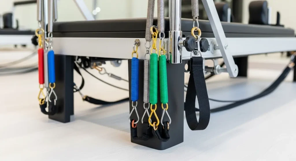 Professional Pilates reformer machine used at Club Pilates NYC studios