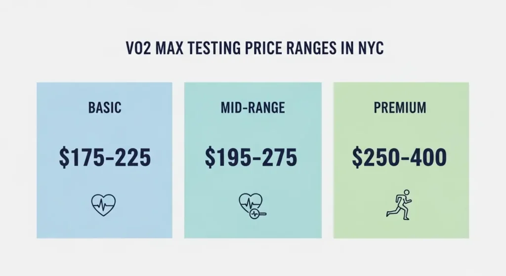 VO2 Max testing price comparison chart showing NYC facility costs