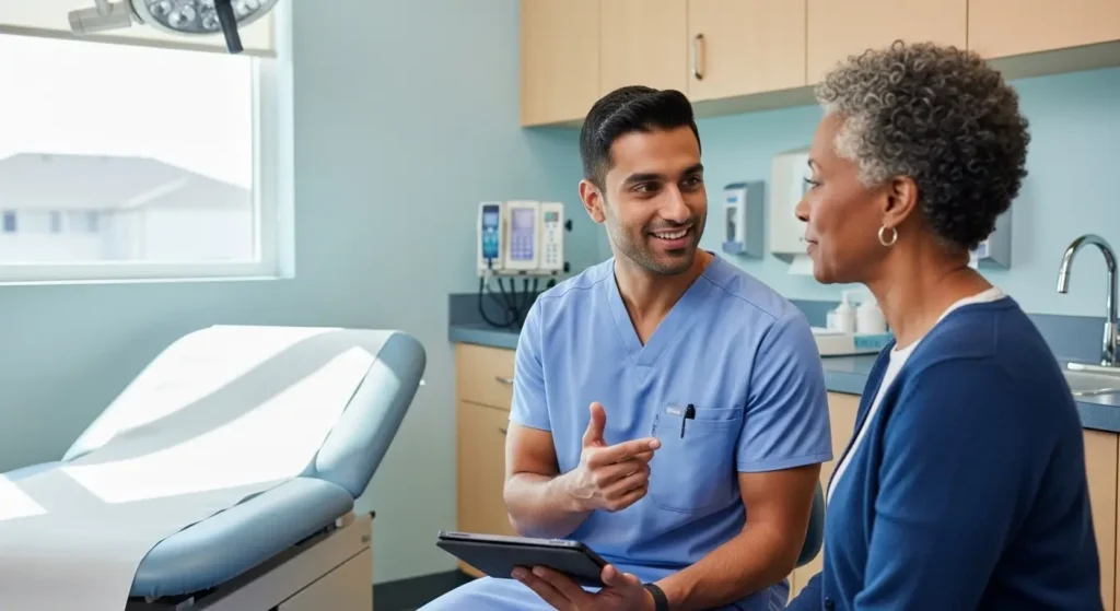 Medical provider discussing treatment options with patient at NYC urgent care