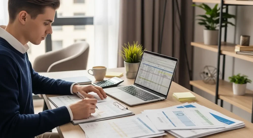 Professional reviewing budget and salary requirements for living in New York City