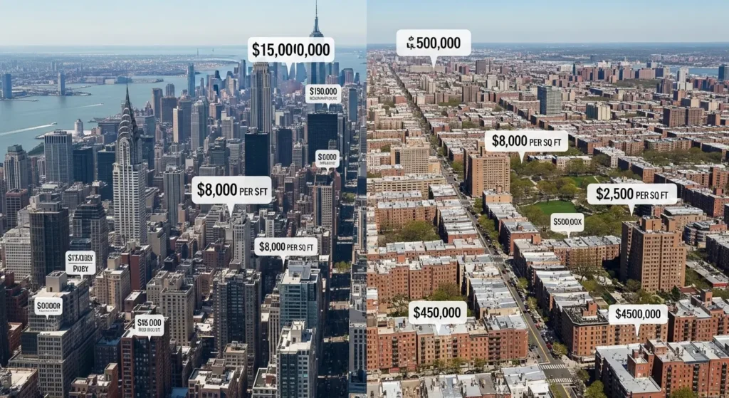 Visual comparison of doctor visit costs across different New York City boroughs